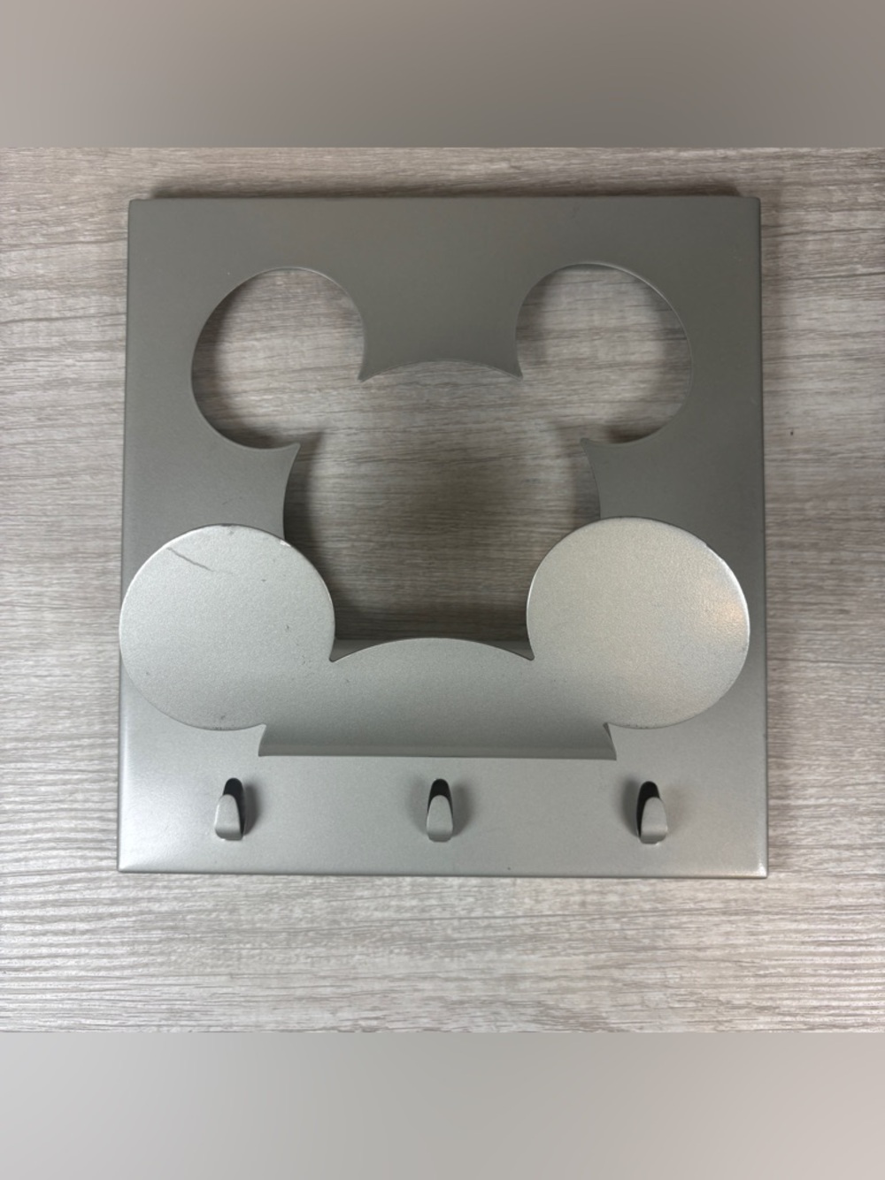 Vintage Disney Silver Mickey Mouse Ears Wall Mount Mail Organizer Key Holder